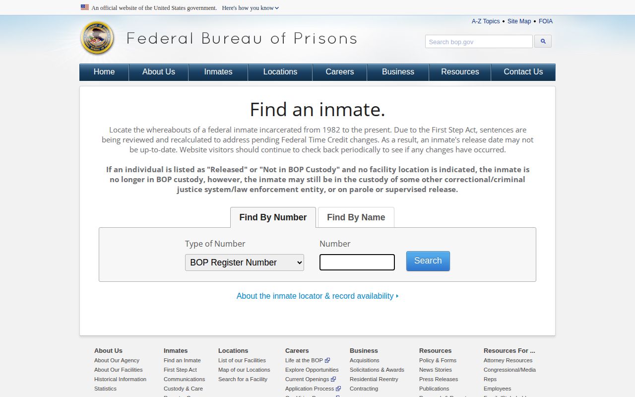 Federal Bureau of Prisons release lookup for Stephens County