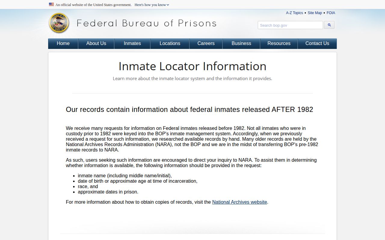 Federal BOP release record explanation for Stephens County lookup