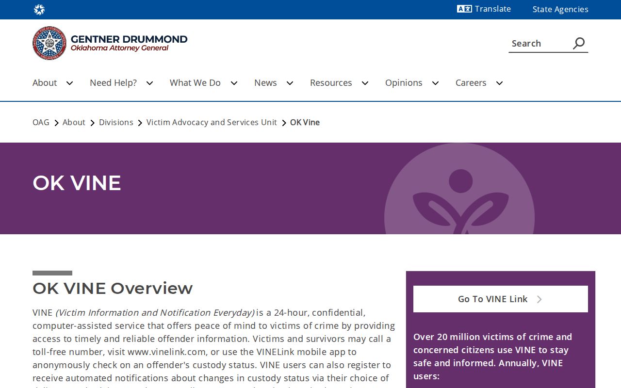 Stephens County OK VINE release notification channels and help number